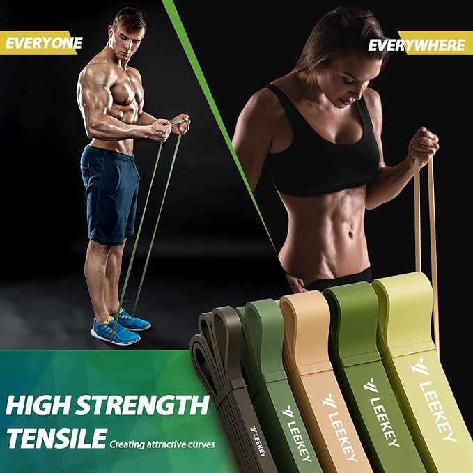LEEKEY Resistance Bands Set for Pull-Up Assistance & Full-Body Training, Multi-Level Exercise Bands with Bag for Home Workouts, Physical Therapy, Strength Training (Men/Women) - Bloomnest