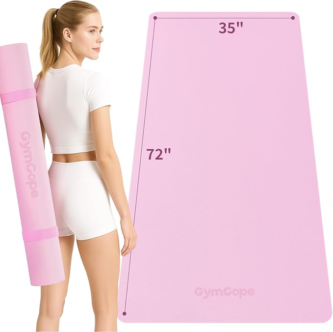 Extra Large TPE Yoga Mat 72"x35" / 78"x57" - Wide Non-Slip Mat for Yoga, Pilates & Home Gym, 6mm Thick Cushion for Comfort & Balance, Waterproof, Easy to Carry with Strap or Bag for Solo or Partner Workouts