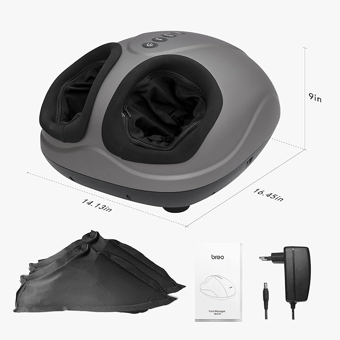 Breo Foot Massager with Heat, Deep Tissue Kneading, Shiatsu Massage Machine for Relax, Relieve Foot Pain, Plantar Fasciitis, Fits Feet Up to Men Size 12, Mother's Day Gift - Bloomnest