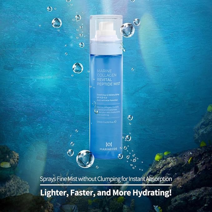 Marine Collagen Revital Peptide Mist 120ml ㅣ Fine Facial Spray for Hydration Soothing Glow ㅣ Daily Moisture Mist with Centella and Peptides - Bloomnest