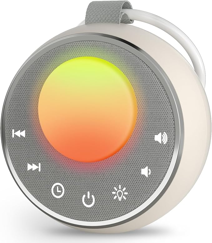 Peakeep White Noise Portable Sound Machine Sleeping Light for Adults Baby, Loud Clear Speaker, 25 Hours Continuous Audio 27 Noise Fan Nature No-looping Sounds, 30 Volume, Battery Operated - Bloomnest