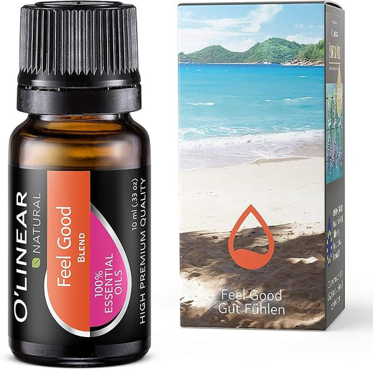 Premium 10 ml Aromatherapy Essential Oil Blend Therapeutic Grade - Happy & Relaxing Scent for Diffuser & Humidifier with Lavender, Rose, Lemon, Cinnamon, Geranium Sunny Mood Cheer Up Happiness Aroma - Bloomnest