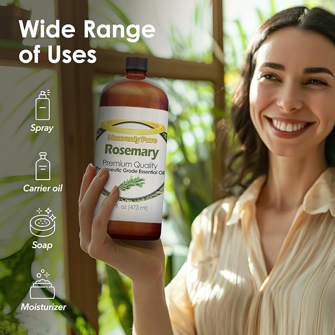 Rosemary Essential Oil 16 oz Large Bottle for Diffuser, Hair and Body Care - 473 ml - Bloomnest