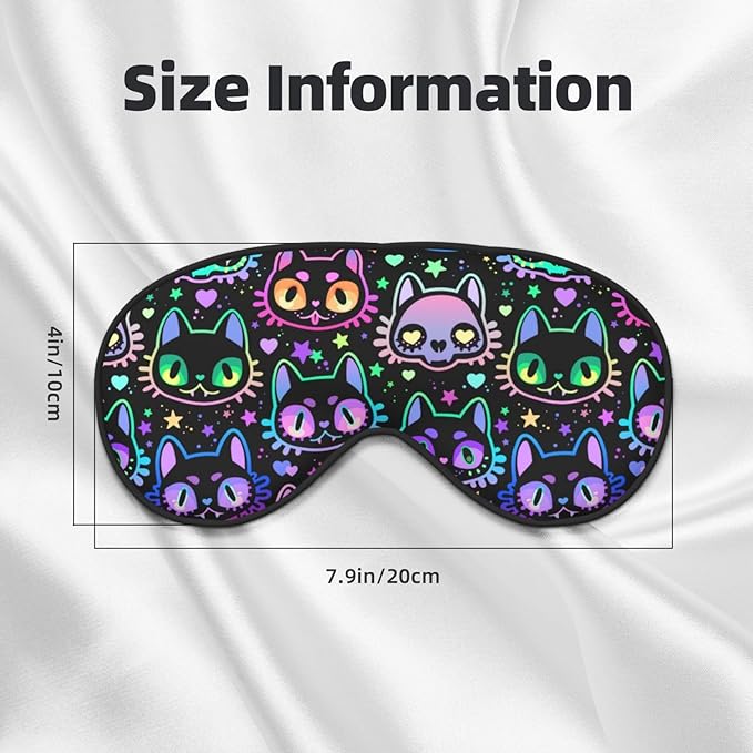 Sleep Eye Mask Cute Bright Neon Cat Sleep Mask for Women Men Comfortable Eye Mask with Adjustable Strap Soft Eye Cover Blindfold for Travel Yoga Nap Shift Work - Bloomnest