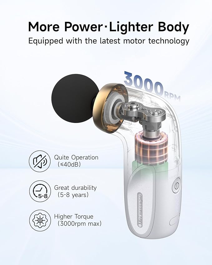 A1 Super Mini Massage Gun, Percussion Deep Tissues Muscle Massager, Compact Sports Travel Massage Gun, Portable Handheld Massager for Office Gifts for Him/Her, Home, Athletes(White) - Bloomnest