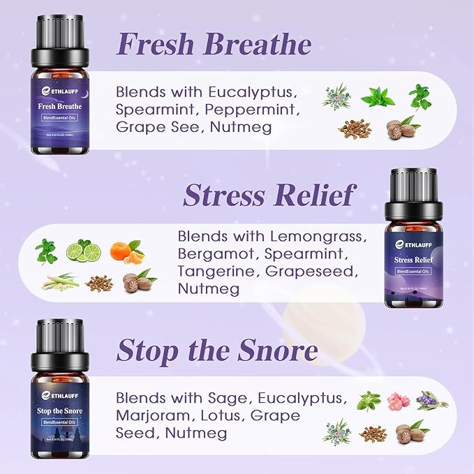Sleep Essential Oils, Essential Oil Blends for Diffusers for Home (Relax, Stress Relief, Fresh Breathe, Sweet Dreams) Candle Making Scents, Relaxation Gift for Women and Men - Bloomnest