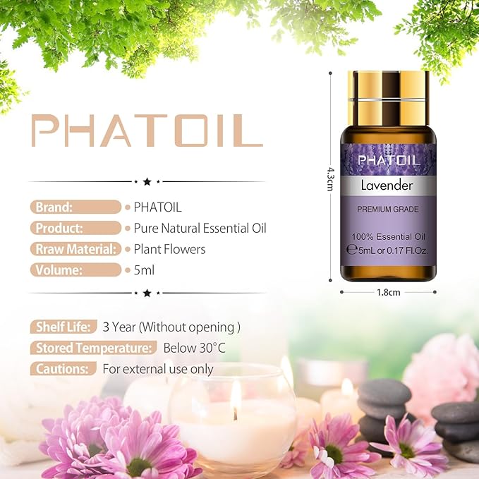 PHATOIL 15PCS Essential Oils Gift Set - Premium Quality 100% Natural Pure Essential Oils for Aromatherapy Diffuser Yoga Home Office Soap Candle Making- 5ml/Bottle - Bloomnest