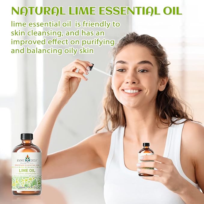 EVOKE OCCU Pure Lime Essential Oil for Diffuser, Aromatherapy, Hair and Candles Making - 4 Fl Oz - Bloomnest