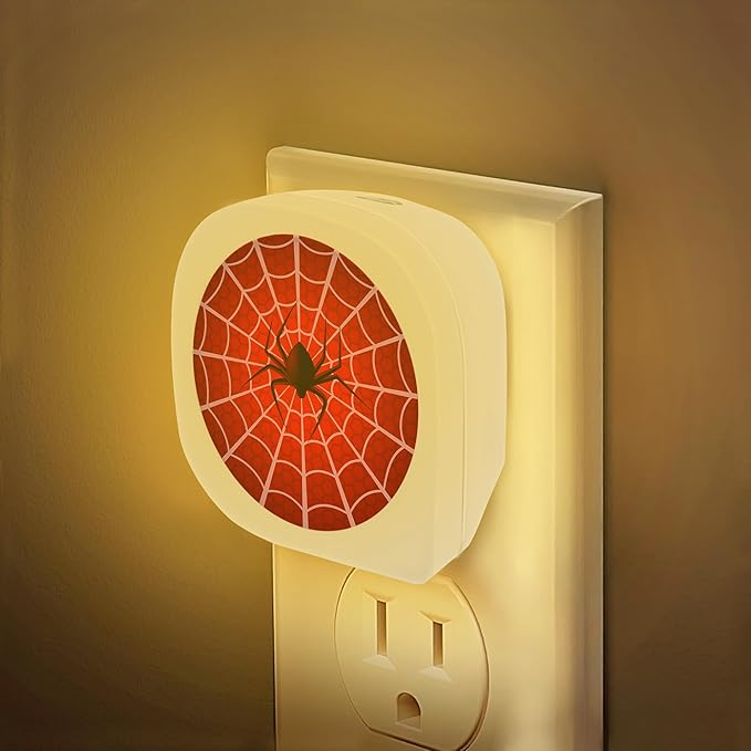 Red Spider Web Night Light Plug into Wall 0.5W LED Lights Auto on/Off for Family Friends Holiday Gifts & Home Decor - Bloomnest