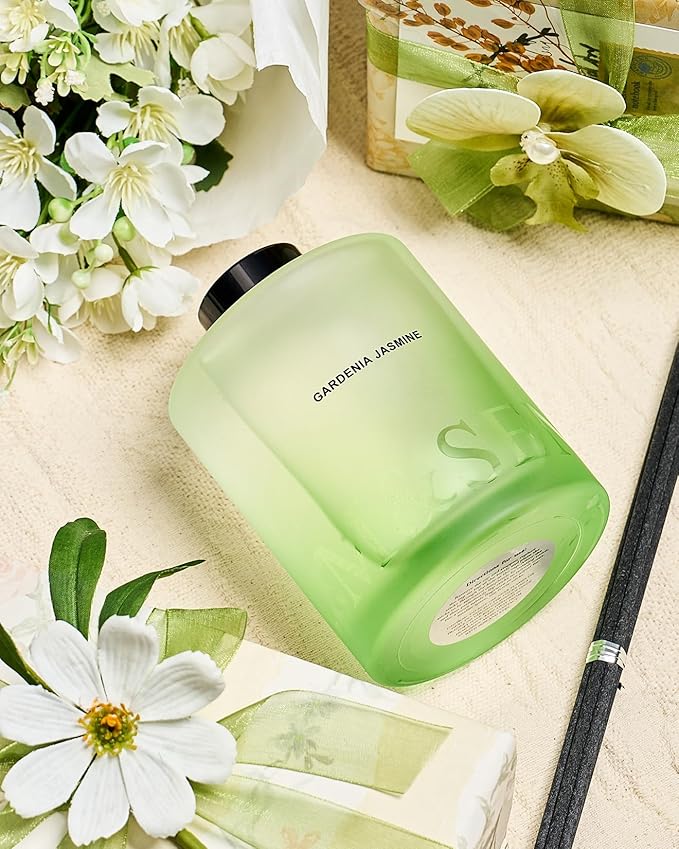 M&SENSE Gardenia Jasmine Reed Diffuser Set - 16.9 fl oz Large Room Scented Diffuser with Sticks, Long-Lasting Non-Toxic Home Fragrance Gift for Bedroom, Bathroom & Office