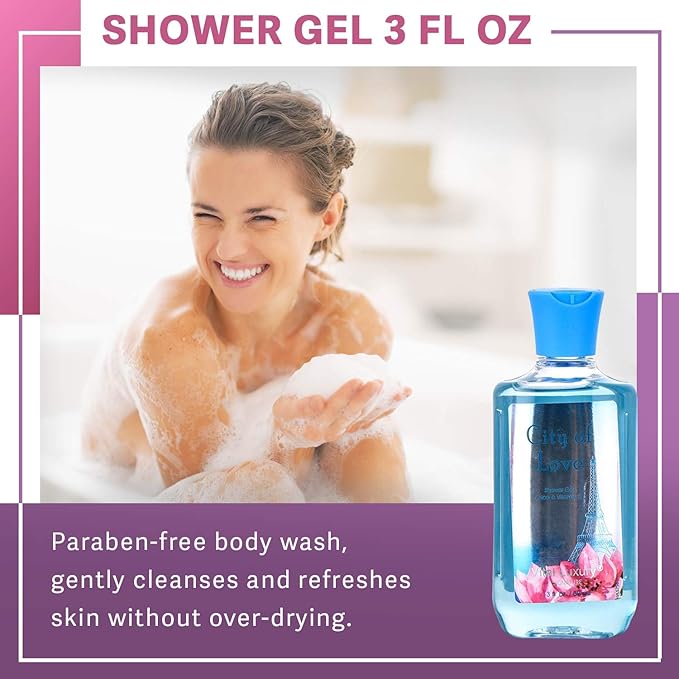 Bath & Body Care Travel Set - Home Spa Set with Body Lotion, Shower Gel and Fragrance Mist, Personal Body Care Travel Set (City of Love) - Bloomnest