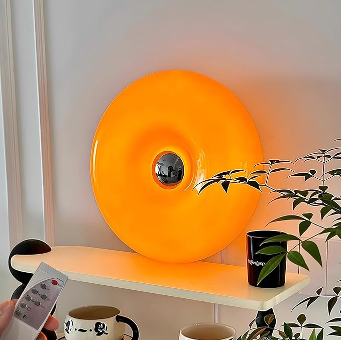 Creative Design Atmosphere Donut Lamp, Plug- in Bedsided Wall Sconce Or Ambient Lighting, Modern Orange Donut Light for Warm Decoration,Cute Table Light for Children's Room Or Living Room - Bloomnest