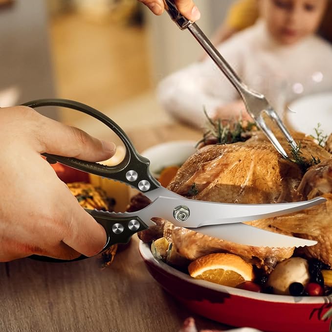 Heavy Duty Poultry Shears,Kitchen Shears,Food Scissors All Purpose for Meat Cutting,Chicken,Turkey,Fish,Dishwasher Safe Kitchen Scissors with Anti-Slip Handle - Bloomnest