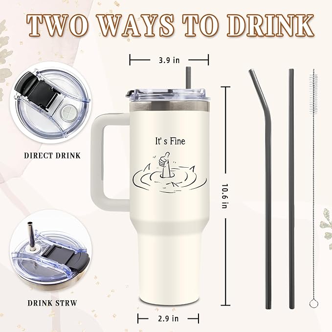 DUUV Motivational Gifts for Women Men, Funny Saying Tumbler 40 Oz with Handle Lid and Straws, Funny Coworker Gifts for Work Office, Inspirational Gift for Birthday Christmas, 1PCS - Bloomnest
