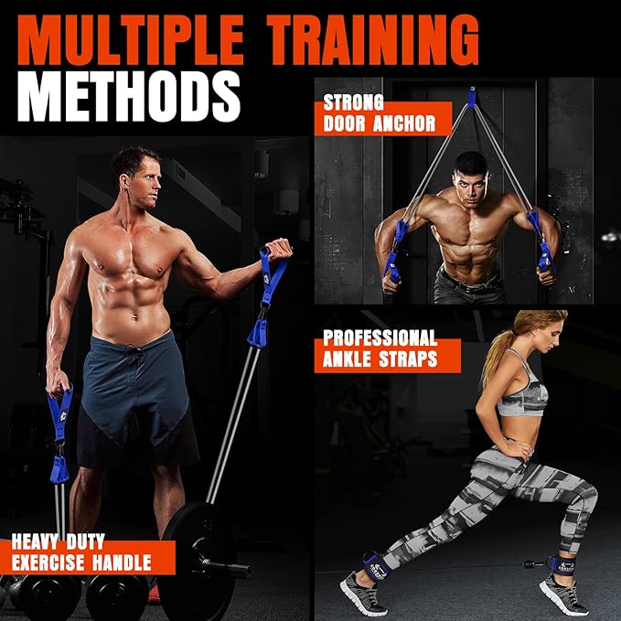 Heavy Resistance Bands for Working Out, 300LBS Exercise Bands with Handles, Workout Bands for Men, Weight Fitness Bands Set for Muscle Training, Strength, Slim, Yoga, Home Gym Equipment - Bloomnest