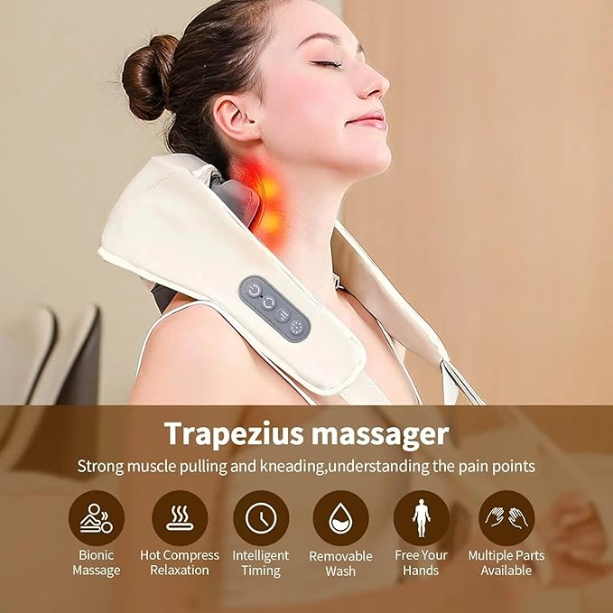 Neck Massager with Heat, Shoulder Massager, Shiatsu Neck and Back Massager, Muscle Pain Relief-Office, Home & Car - Bloomnest