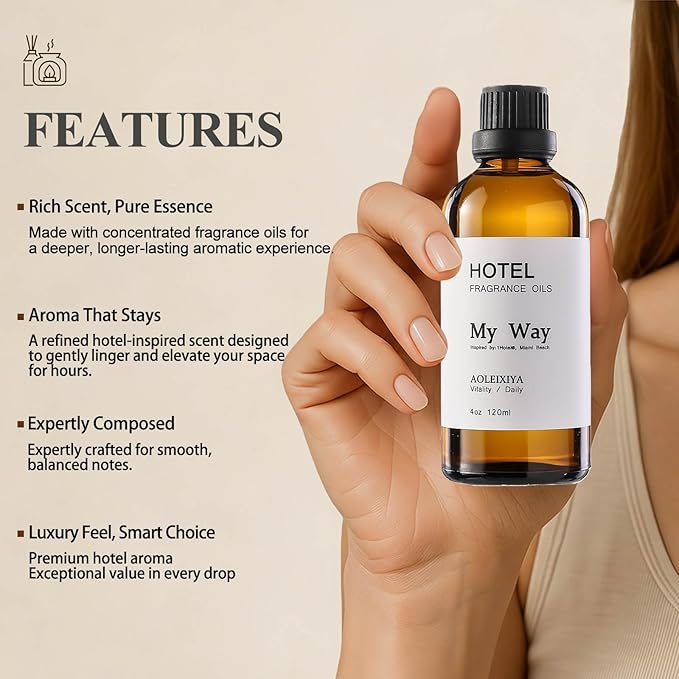 My Way Diffuser Oil Waterless Hotel Essential Oils for Diffusers for Home Inspired by The 1 Hotel Miami Scent - Premium Hotel Collection Diffuser Oil - 4 Fl Oz (Pack of 1) - Bloomnest