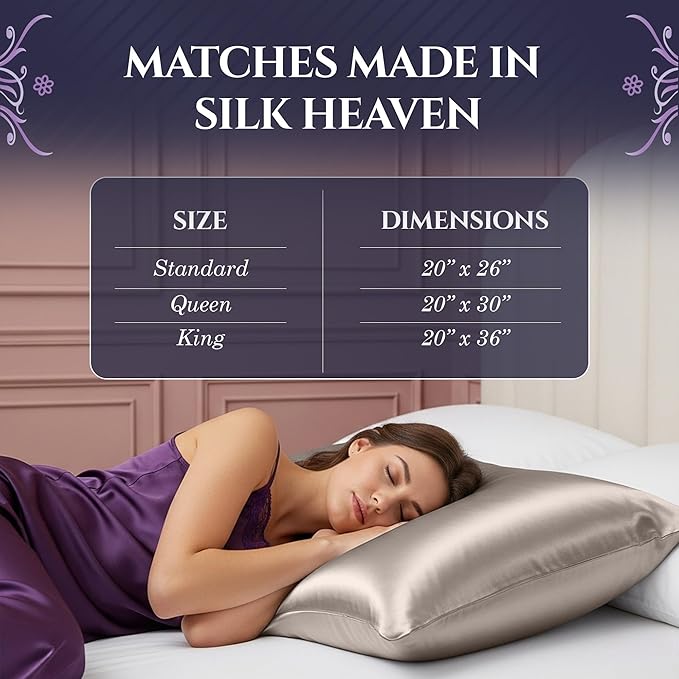 DECOLURE 100% Pure Mulberry Silk Pillow Case Standard Size – High Grade 30 Momme 6A+, Luxuriously Soft & Cooling Silk Pillowcase for Hair & Skin, Hypoallergenic, Breathable, Hidden Zipper (Champagne) - Bloomnest