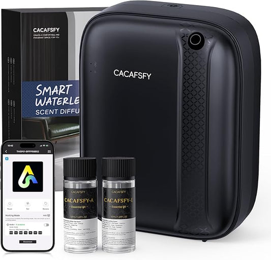 Waterless Essential Oil Diffuser,(2 * 50ml Fragrances Included) 3000 Sq.Ft Coverage 400ml Capacity Hotel Scent Diffuser,Cold Air Tech, App & Button Control,Scent Diffusers for Home Large Room (Black) - Bloomnest