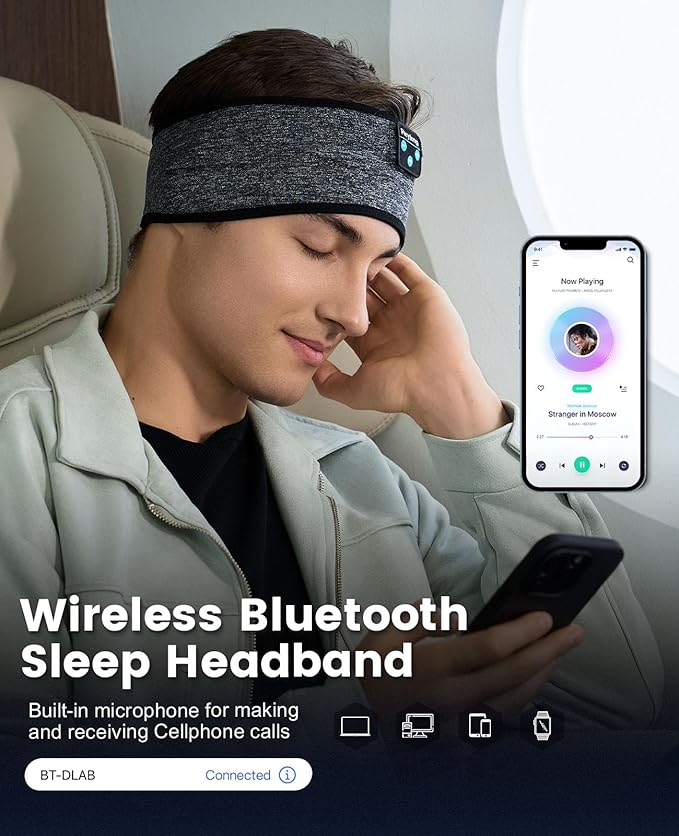 Perytong Headphones Headband for Sleep, Sleep Headphones Soft Sleep Earbuds Bluetooth Headband Over On Ear Headphones,Gifts for Women Man Mothers Fathers Day Birthday Christmas Valentine's Day - Bloomnest