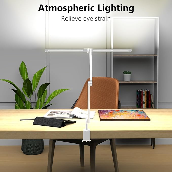 36W Ultra Bright Architect Desk Lamp with Clamp, Tall Overhead Rotatable Led Desk Light for Home Office, 47Inch Long Adjustable Monitor Light Bar with Remote for Computer Screen Desktop Table - Bloomnest