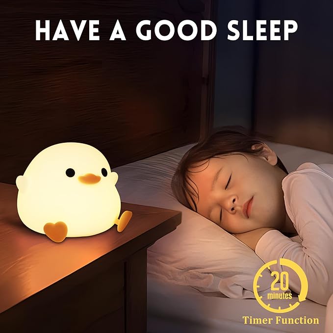 DoDo Duck Night Light, Duck Bean Nursery Silicone Bedside Lamp with Dimmable USB Rechargeable Timer, Perfect Animal Gift to Kids Baby, Birthday Christmas Easter for Home Bedroom Decor - Bloomnest
