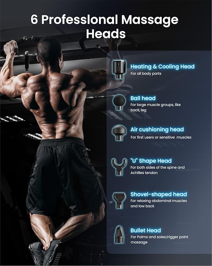 RENPHO Massage Gun Deep Tissue with Heat and Cold, Percussion Muscle Massage Gun Bluetooth with 12mm Amplitude, Handheld Massager Gun, Power+ Thermacool Grey - Bloomnest