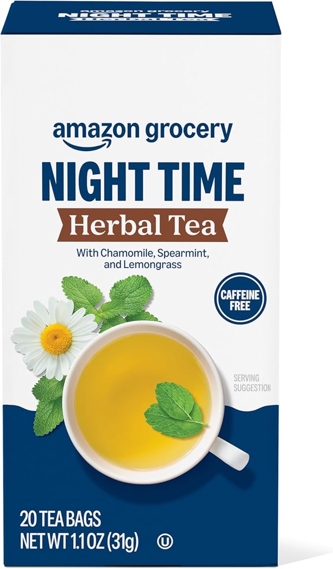 Amazon Grocery, Night Time Herbal Tea, Caffeine Free, 1.1 Oz, 20 Ct (Previously Happy Belly, Packaging May Vary) - Bloomnest