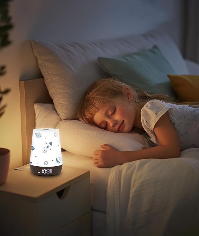 Dreamegg Nite 1 - Baby Sound Machine, Sleep Trainer, Night Light for Kids, Ok to Wake Alarm Clock, 34 Soothing Sounds, App Control, White Noise Sound Machine for Baby Kids Toddler Nursery(Star Travel) - Bloomnest