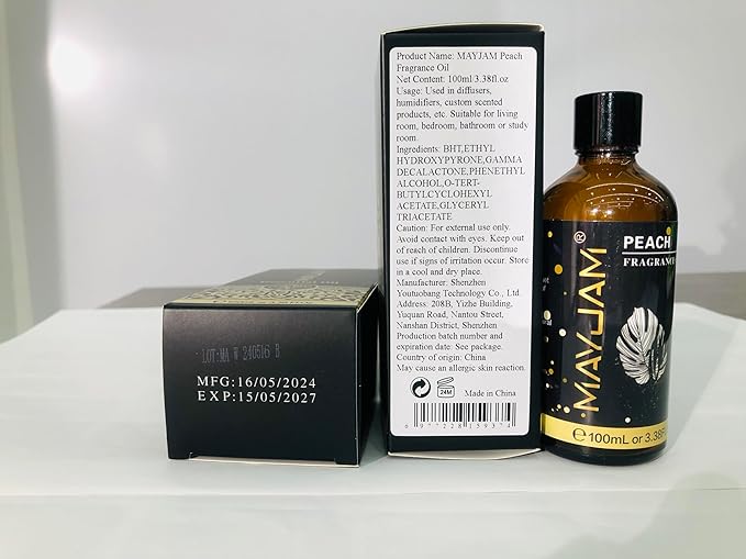 MAYJAM 100ML/3.38FL.OZ Peach Fragrance Oils with Glass Dropper, Essential Oils for Diffusers for Home, Long Lasting Scented Oils for Diffusers Soap Candle Making - Bloomnest