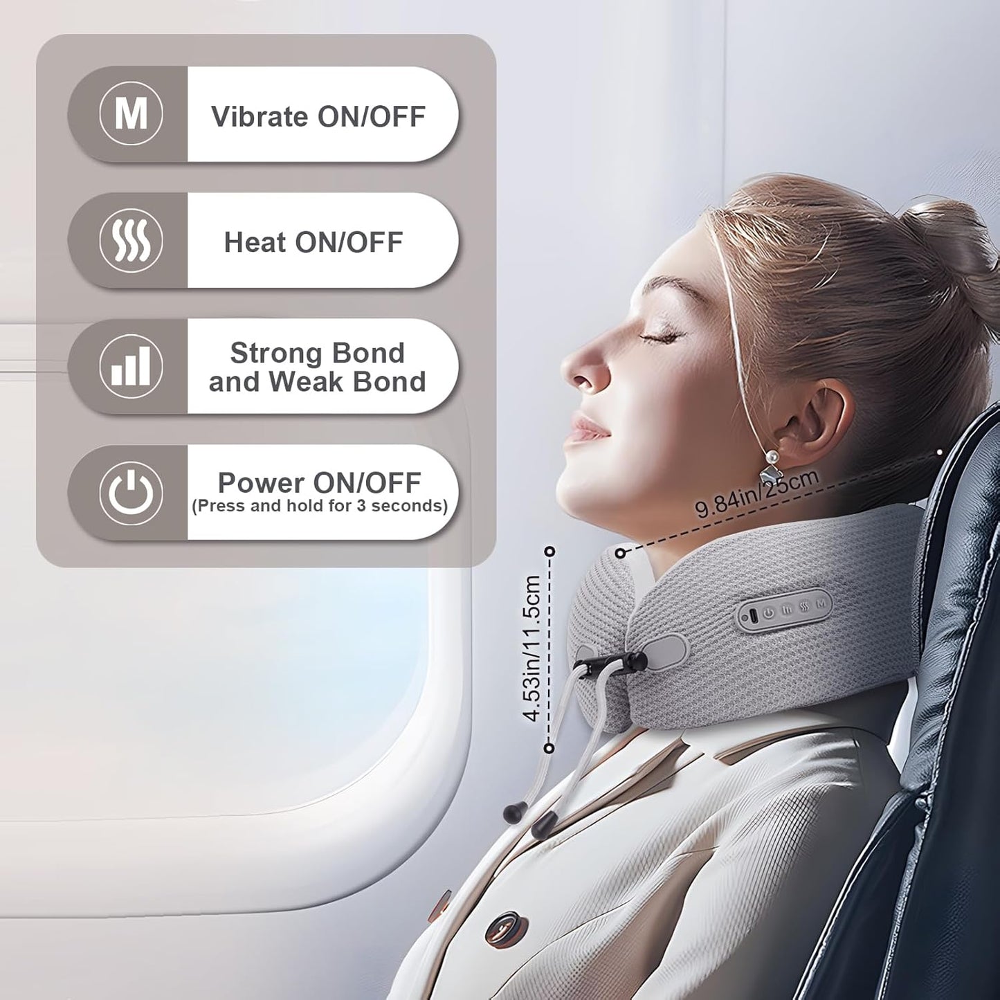 Electric Neck Massager,Portable Travel Pillow with Massage and Heat,Rechargeable vibrating Neck Pillow Massager,Perfect for Pain Relief at Home,Office,Travel,Fathers Day Gift Ideas from Daughter Son