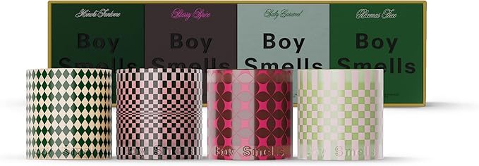 Boy Smells Holiday Votive Candle Set – 4-Piece Gift Set with Salty Caramel, XXMAS Tree, Starry Spice & Hinoki Fantôme – Holiday Candle Gift Set – 3oz Each - Bloomnest