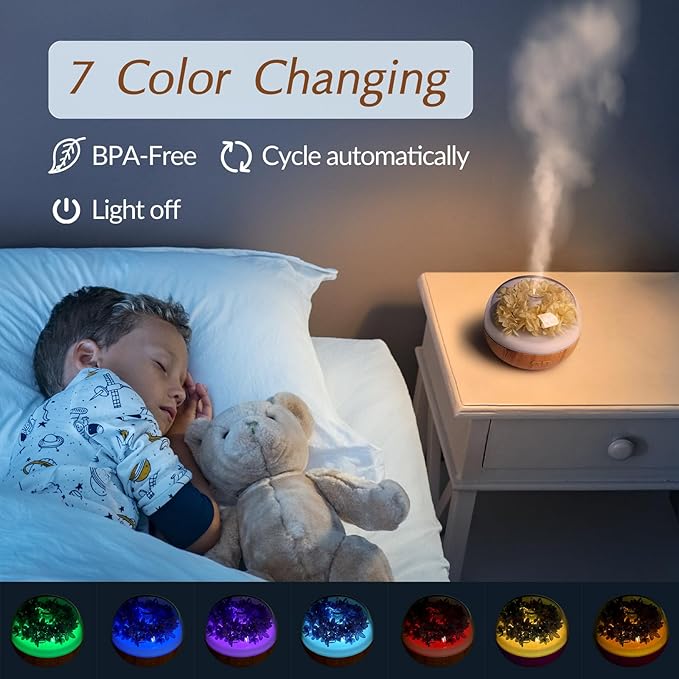 Aromatherapy Essential Oil Diffuser, 300ml Air Diffuser Humidifier with 7 LED Colors, Timer & Auto-Off for Home Bedroom Office (Beige) - Bloomnest