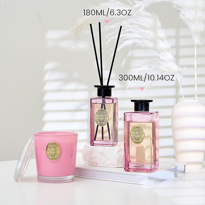 M&SENSE 10.14 oz Large Reed Diffuser Set | Ginger & Ylang Ylang Scent Oil Diffuser with Sticks | Hotel Collection Non-Toxic Essential Oil |for Bedroom Bathroom Living Room - Bloomnest