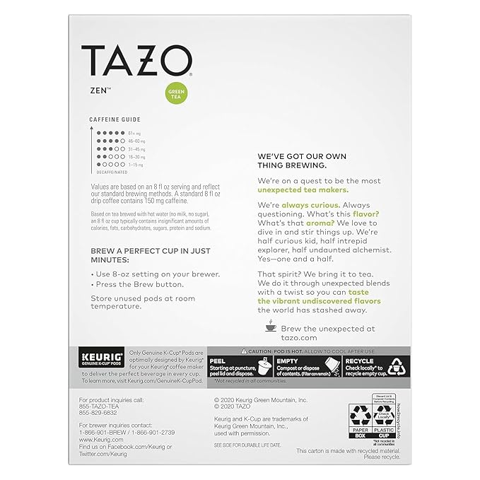 TAZO Tea Bag K-Cup Pods, Awake English Breakfast & Zen 22 CT (2ea) (Variety Pack) - Bloomnest