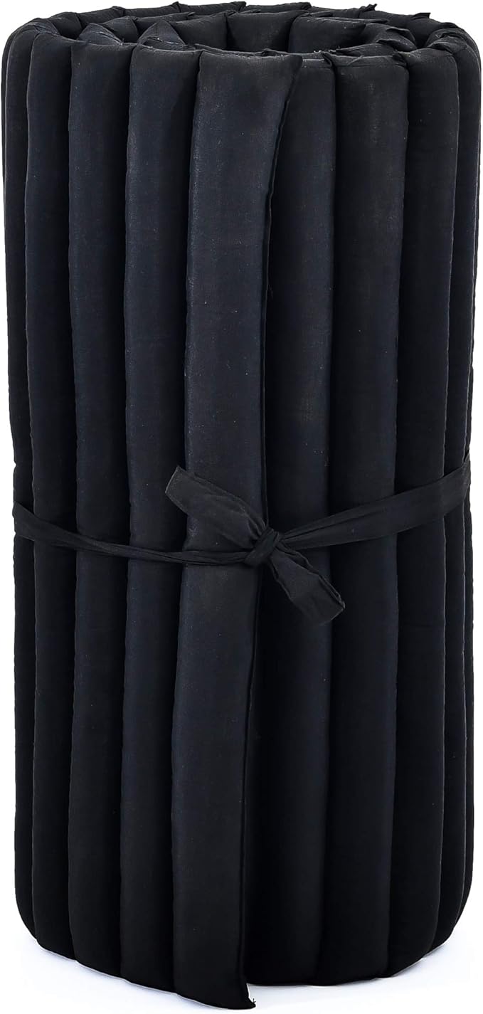 Leewadee - Foldable Floor Mattress - Japanese Roll Up Futon -Trifold Tatami Mat- Guest Floor Bed - Camping Mattress - Thai Massage Mat, Kapok Filled, 75 x 28 inches, Black - Bloomnest
