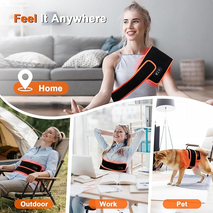 Rechargeable Red Light Therapy for Body, Therapy for Back Belt Knee, 660nm 850nm, Portable Infrared Heating Pads for Dogs, 4 Therapy Light Modes, Wireless Infrared Red Light for Pain NIR MOSLIGHTING