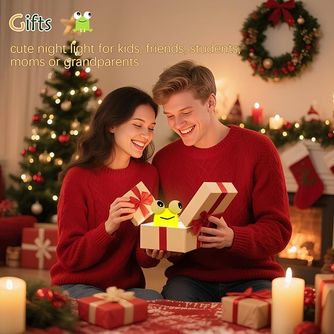 Frog Cute Night Light, Big Eyes Frog Gifts Kids Lamp, Squishy Rechargeable Dimmable Bedside Nightlight, Silicone LED Funny Light Up Animal, Boy Girls Baby Nursery College Dorm Décor - Bloomnest
