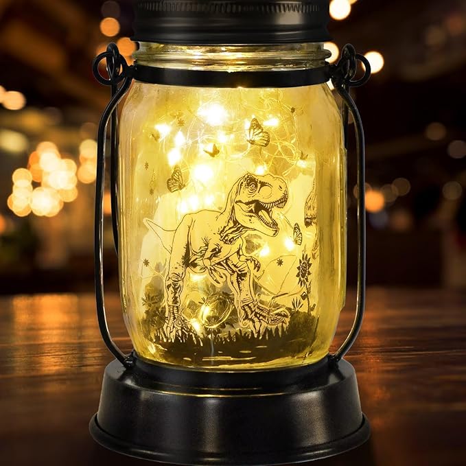 Dinosaur Gifts for Women/Men Tyrannosaurus Rex Lovers Solar Lantern Mom Birthday, Mothers Day, Christmas Gifts, Solar Tyrannosaurus Rex Garden Decoration Outside for Yard, Patio,Backyard,Porch, Torche - Bloomnest