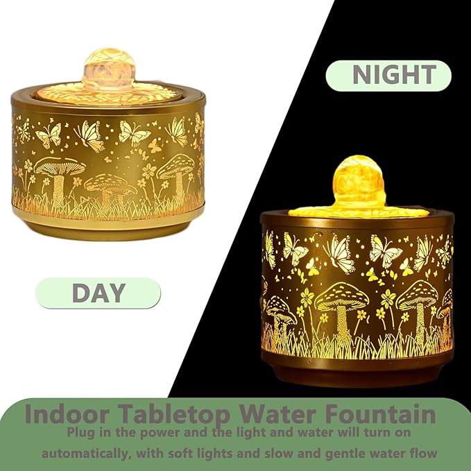 Indoor Tabletop Water Fountain Round - Home Décor Soothing Sound Machine - Automatic Pump, Indoor Zen Relaxation for Office, Living Room, Or Bedroom Yellow - Bloomnest