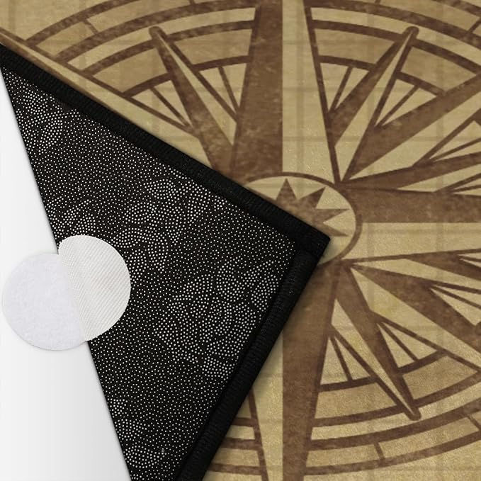 Half Round Door Mat, Compass Rose Retro Non-Slip Half Circle Area Rug Vintage Pattern Doormat Washable Durable Home Decor Half Moon Rug for Floor Indoor Outdoor Living Room Bedroom Kitchen Patio - Bloomnest