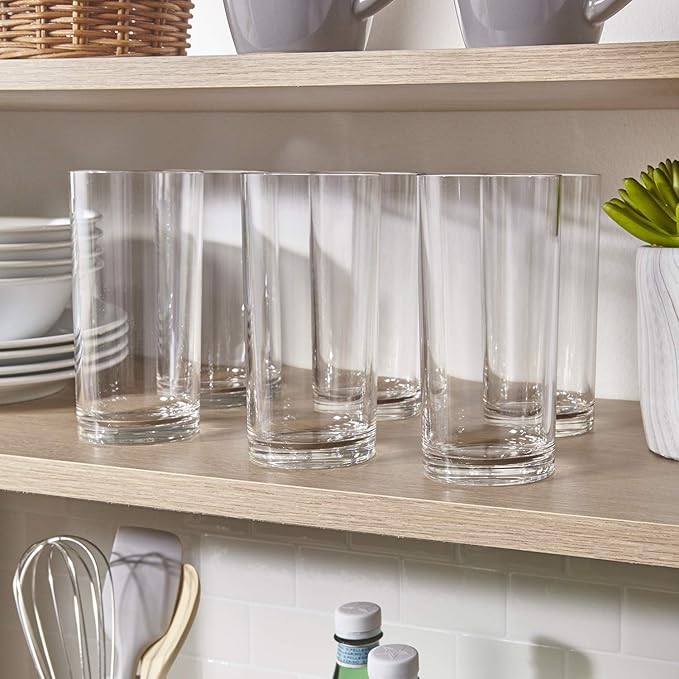 US Acrylic Classic Clear Plastic Reusable Drinking Glasses (Set of 6) 16oz Water Cups | BPA-Free Tumblers, Made in USA | Top-Rack Dishwasher Safe - Bloomnest