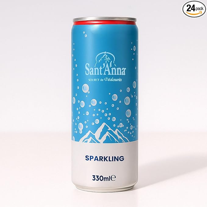 Sant'Anna Sparkling Natural Mineral Water, 11.16 Fl Oz (24-Pack) | Pure French Pyrenees Mountain-Fresh Drinking Water | Natural Functional Drink | Sodium-Free Mineral in Cans - Bloomnest