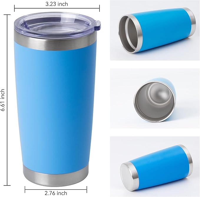 HASLE OUTFITTERS 20oz Stainless Steel Tumblers Bulk, Insulated Travel Cup with Lid, Double Wall Vacuum Coffee Mug for Cold & Hot Drinks 8 Pack, Royal Blue - Bloomnest