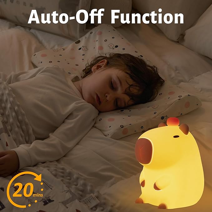 Attivolife Capybara Night Light, Cute Animal Silicone Nightlight with Dimmable & Timer, Portable Rechargeable LED Touch Lamp, Bedroom Table Decor Birthday Present for Boy Girl - Bloomnest