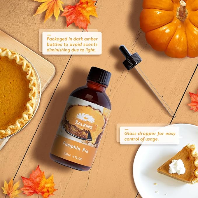 SALKING Pumpkin Pie Fragrance Oil, 120ml (4 Fl Oz) Premium Essential Oils for Diffuser, Candle Scents for Candle Making, Soap Making Supplies, Autumn Scented Diffuser Oil, Halloween Thanksgiving Gift - Bloomnest