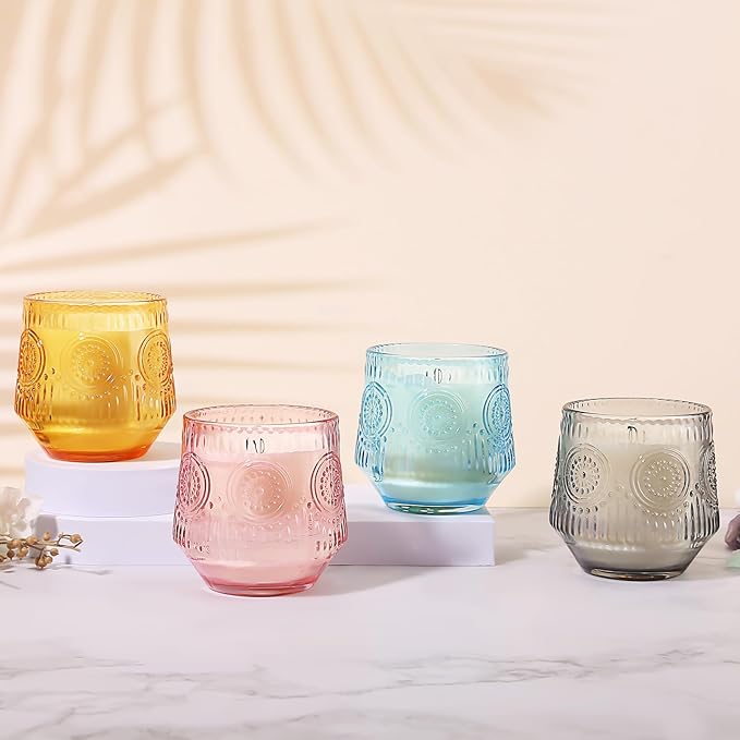 4 Pack Luxury Scented Candles Gift Set - 7oz Soy Wax Candles in Glass Jars, Gifts for Women - Vanilla Coconut, Eucalyptus Sage, Rose Oud, Sandalwood Patchouli - Bloomnest