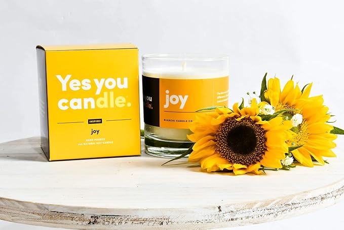 Joy, Grapefruit & Magosteen, Highly-Scented, Inspirational Soy Candle, Made in USA, Pure Essential Oils, Aromatherapy, 8 oz - Bloomnest