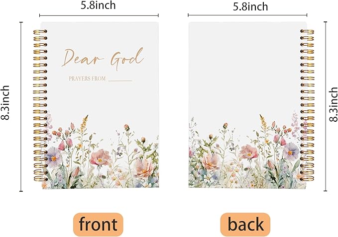 Floral Christian Notebook Journal - Dear God Prayer Journal,Christian Gifts for Women, Bible Journal Notebooks for Note Taking, Bible Journaling Notebook, Spiral Notebook 5.5x8.3 - Bloomnest