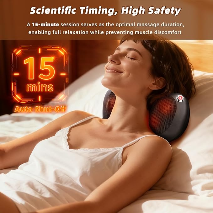 Zenopax Shiatsu Back and Neck Massager with Heat, 3D Deep Tissue Kneading, Cordless Rechargeable Electric Massage Pillow for Muscle Pain Relief, Use at Home, Car, Office, Gifts for Men Women - Bloomnest